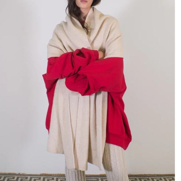 Lauren Manoogian Felt Wide Scarf Baby Alpaca Merino Alabaster Beige Ecru BN $370 - Picture 9 of 12